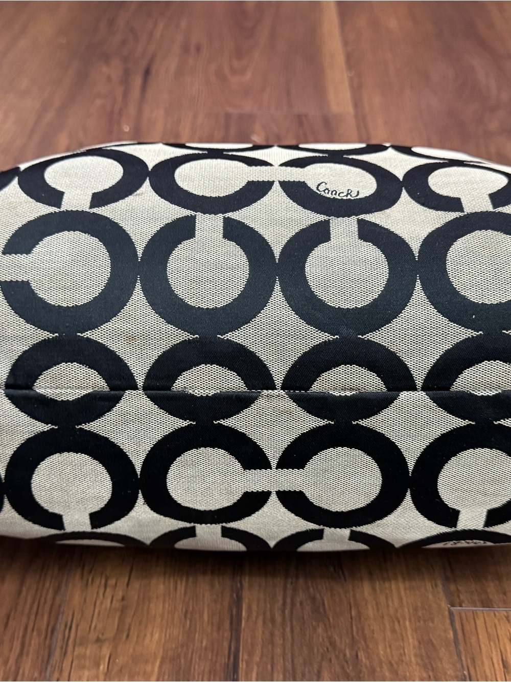 Coach Poppy Op Art Glam Tote 15331 Black White Silver Metallic Y2K - Picture 7 of 16